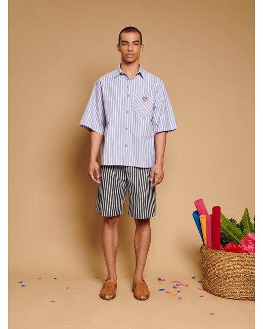 Sister Jane Blue Verano Boxy Striped Shirt
