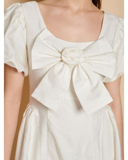 Sister Jane Natural Klara Jacquard Bow Mini Dress