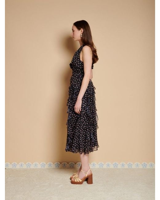 Sister Jane Natural Painterly Polka Chiffon Midi Dress