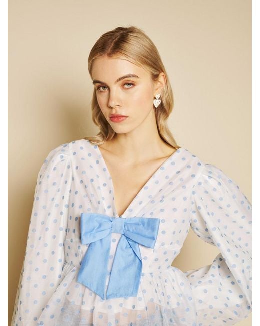 Sister Jane Blue Stipple Spot Bow Top