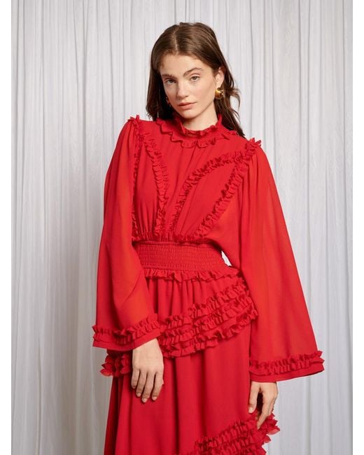 Sister Jane Red Augustine Maxi Ruffles Dress