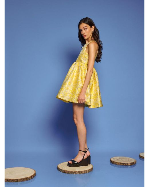 Sister Jane Yellow Dream Shimmer Jacquard Mini Dress