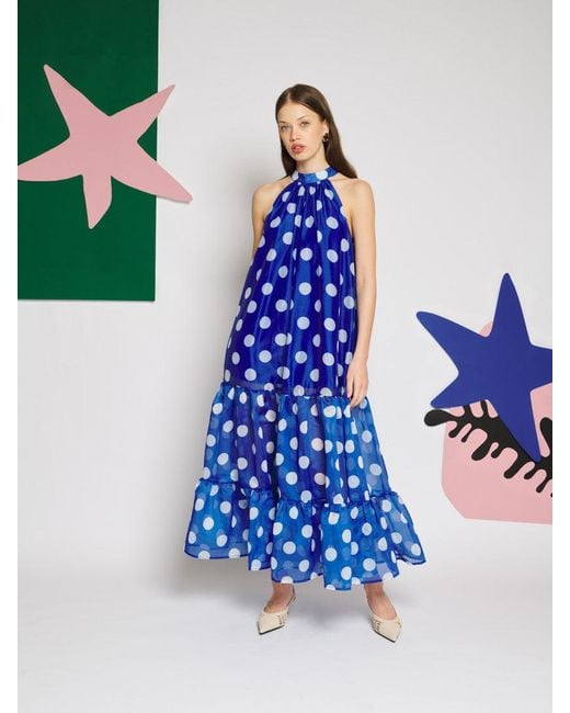 Sister Jane Blue Marine Spot Organza Maxi Dress