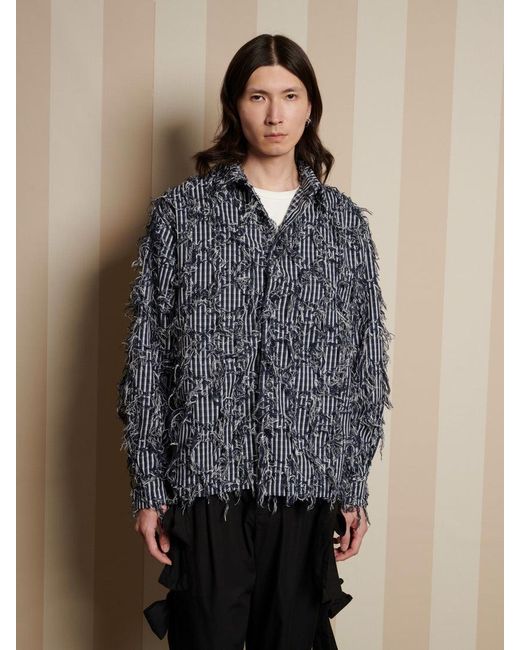 Sister Jane Blue Conrad Frayed Denim Overshirt