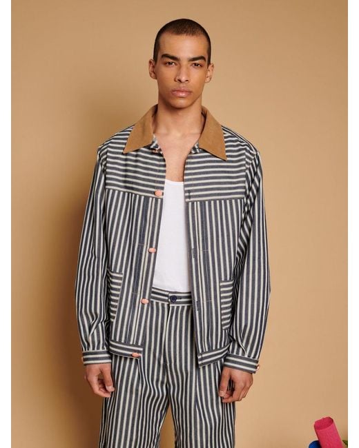 Sister Jane Blue Luis Striped Lightweight Jacket