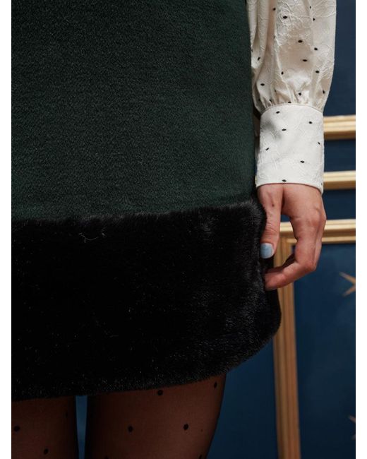 Sister Jane Blue Fortune Faux Fur Mini Skirt
