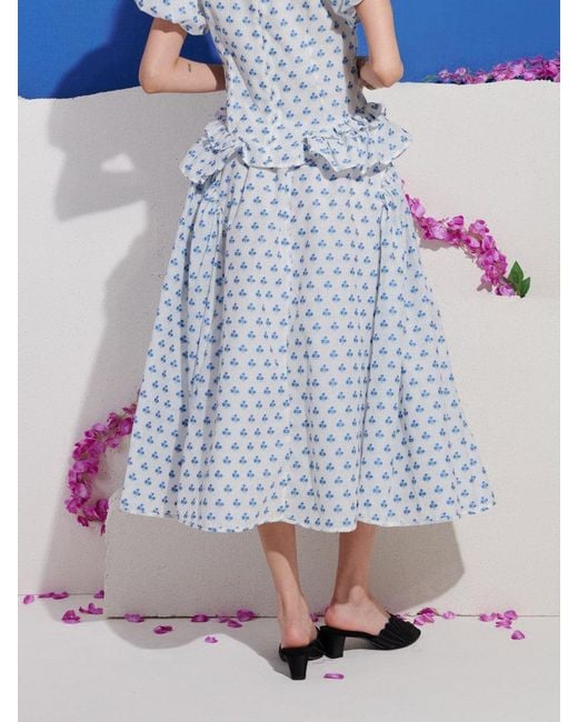 Sister Jane Blue Dream Sea Salt Jacquard Midi Skirt