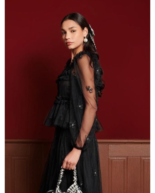 Sister Jane Red Dream Voyage Tulle Top