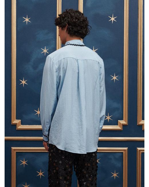 Sister Jane Blue Penny Stripe Gem Shirt