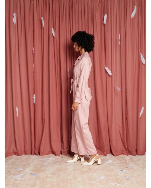 Sister Jane Pink Lovebirds Ruffle Jumpsuit