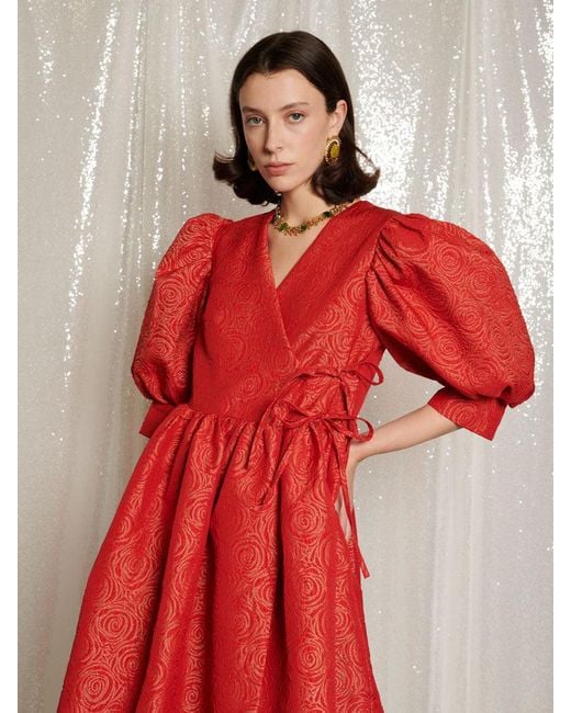 Sister Jane Red Dream La Dolce Vita Wrap Midi Dress