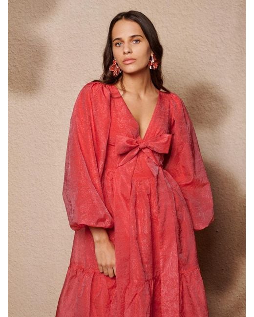 Sister Jane Red Sunrise Bow Midi Dress