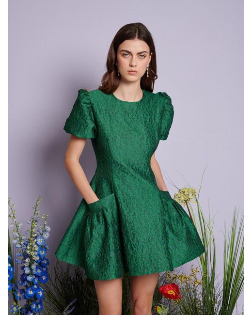 Sister Jane Dream Trillium Jacquard Mini Dress in Green | Lyst UK