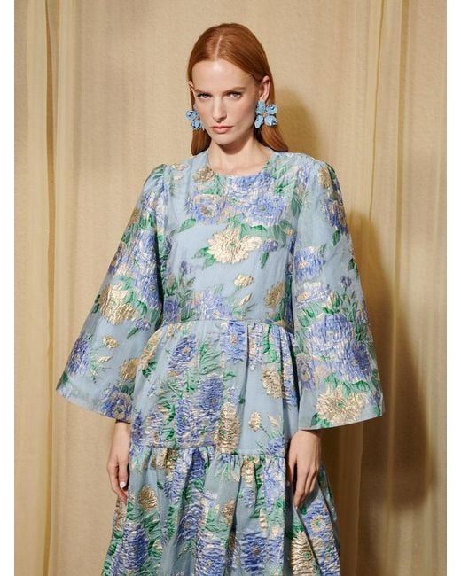 Sister Jane Blue Dream Lilt Floral Jacquard Maxi Dress