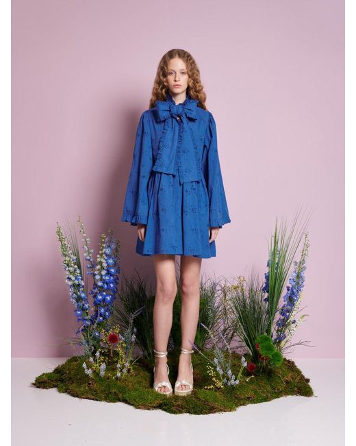 Sister Jane Blue Meadow Sage Bow Mini Dress