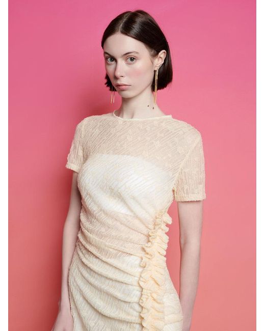 Sister Jane Pink Ghospell Lucia Ruched Midi Dress