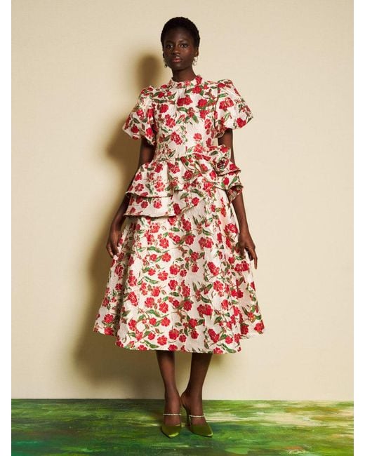 Dream Sister Jane ② Sister Jane Dream Giverny Jacquard Midi Dress in Natural | Lyst