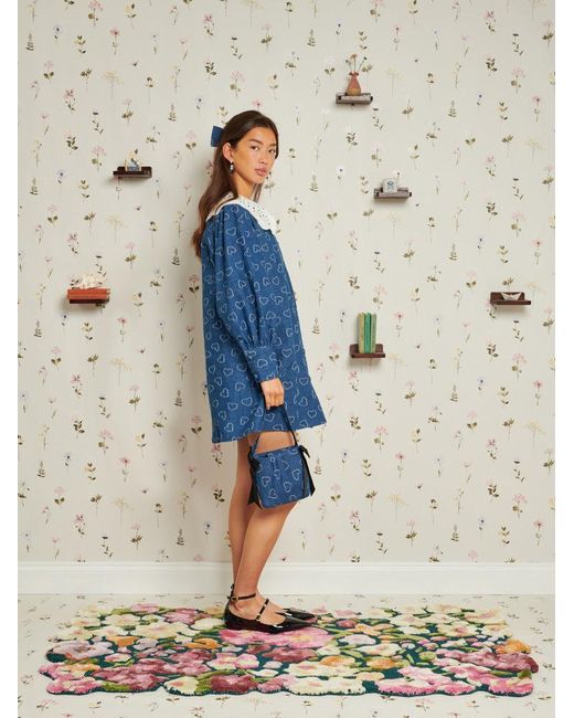 Sister Jane Prize Heart Denim Mini Dress in Blue | Lyst