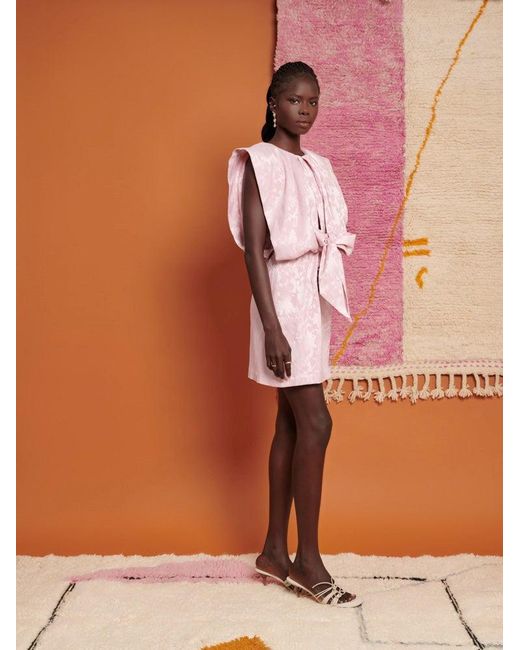Sister Jane Pink Ghospell Mariam Jacquard Mini Dress