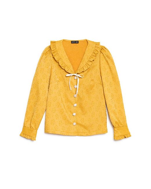 Sister Jane Yellow Jaune Jacquard Top