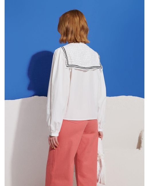 Sister Jane Blue Cleo Collar Tie Blouse