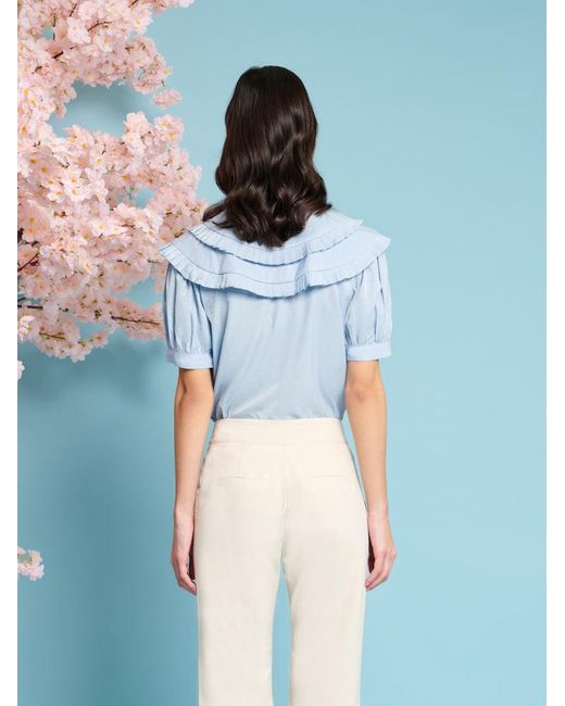 Sister Jane Blue Flutter Pleat Blouse
