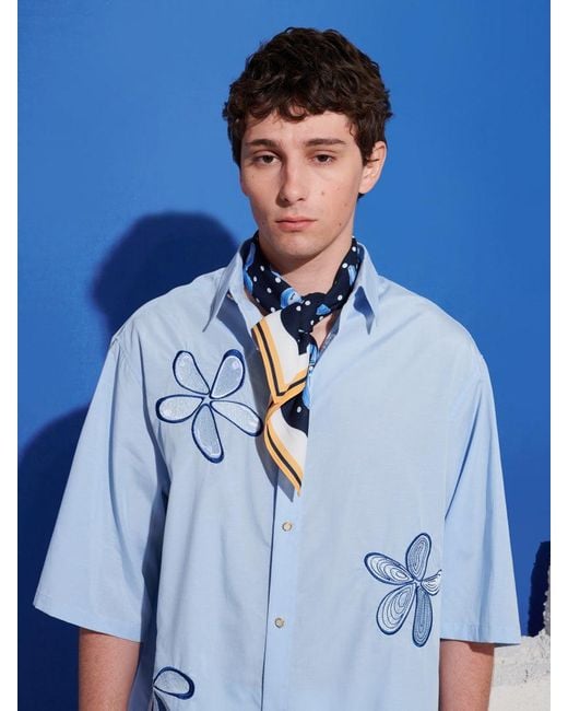 Sister Jane Blue Siro Embroidered Boxy Shirt