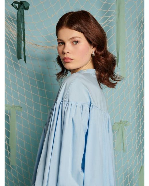 Sister Jane Blue Seashell Pearl Blouse