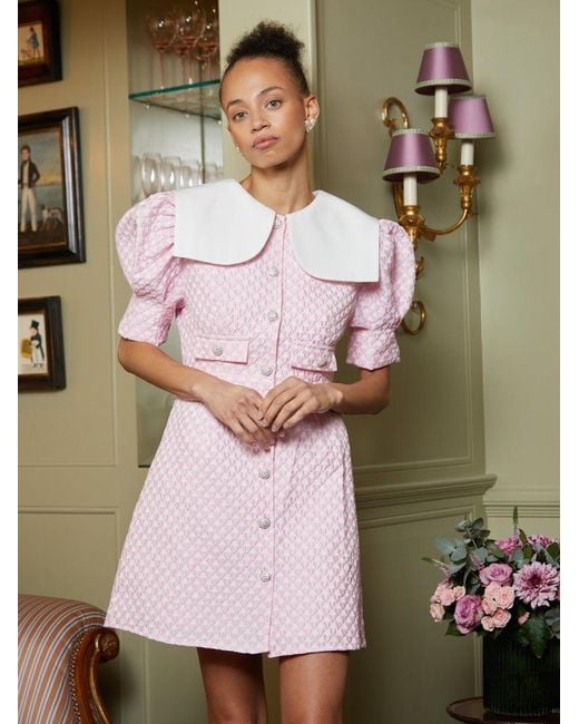 Sister Jane Pink Camellia Jacquard Mini Dress