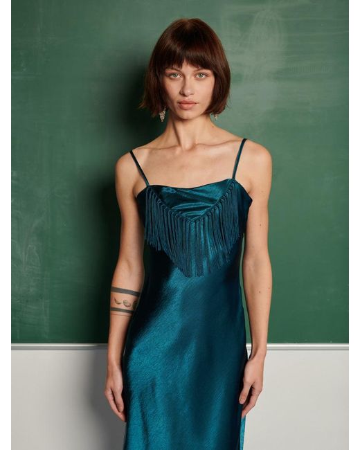green emerald velvet dress Ghospell Maz Top