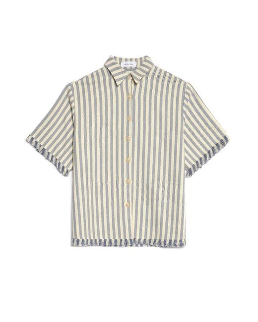 Sister Jane Blue Cameron Fray Stripe Boxy Shirt