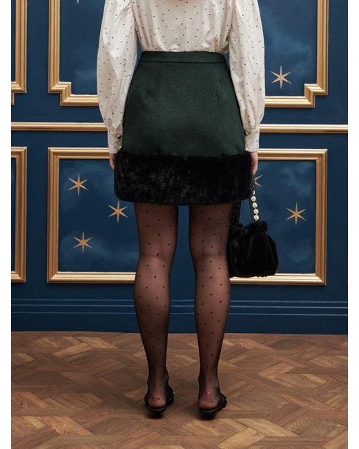 Sister Jane Blue Fortune Faux Fur Mini Skirt