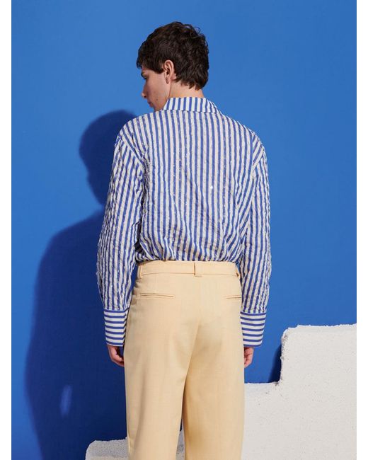 Sister Jane Blue Paros Stripe Embellished Shirt
