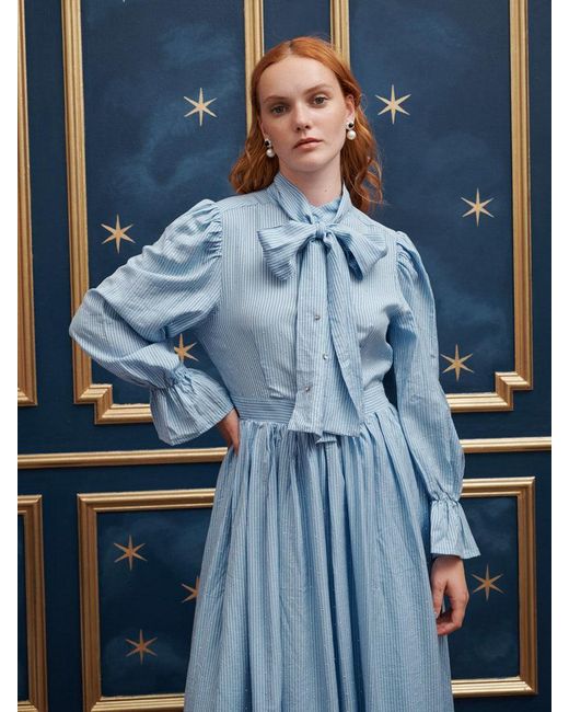 sister jane blue bow dress Sister Jane bow detail jacquard mini dress in blue ditsy floral