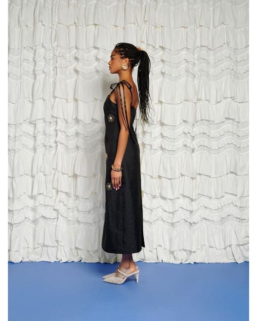 Sister Jane Gray Dream Sol De Noche Beaded Midi Dress