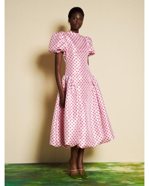 Sister Jane Pink Dream Colette Spot Jacquard Midi Dress