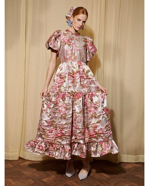 Sister Jane Dream Almost Bloom Jacquard Maxi Dress in Pink | Lyst