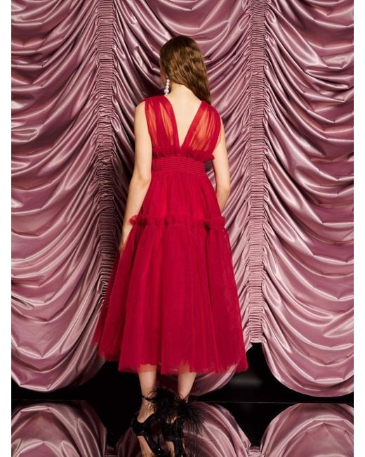 Sister Jane Red Dream Rouge Tulle Midi Dress