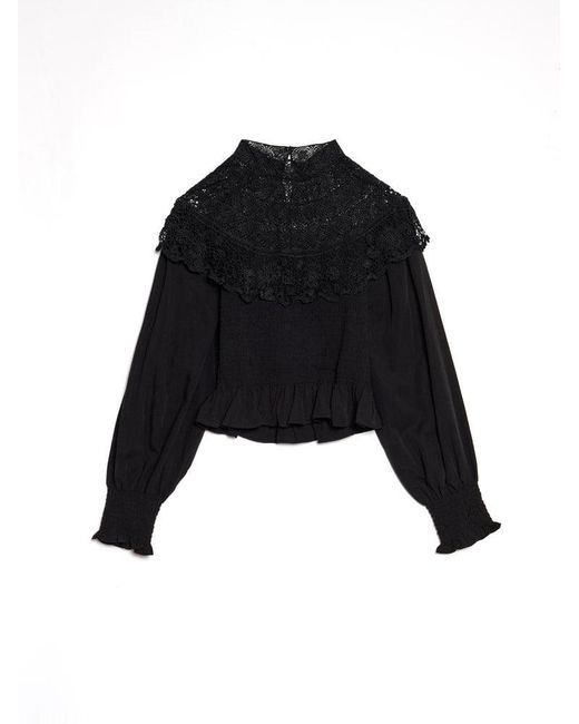 Sister Jane Black Light Language Shirring Top