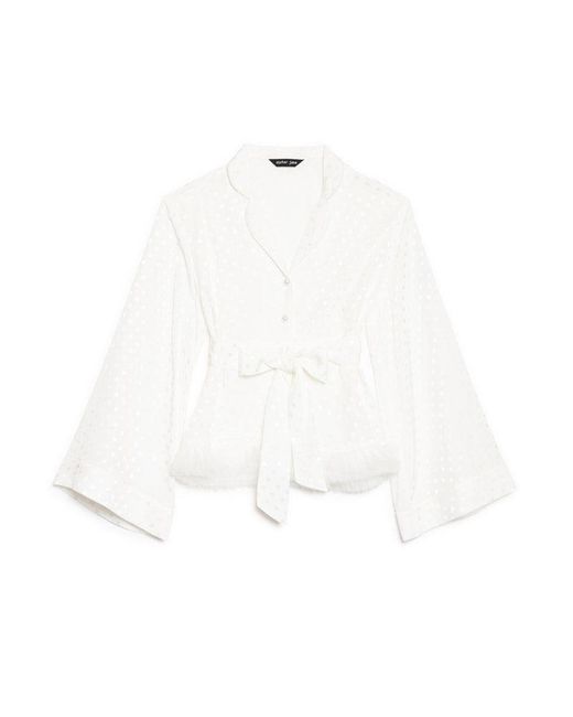 Sister Jane Natural Perle Spot Belted Blouse