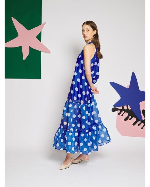 Sister Jane Blue Marine Spot Organza Maxi Dress