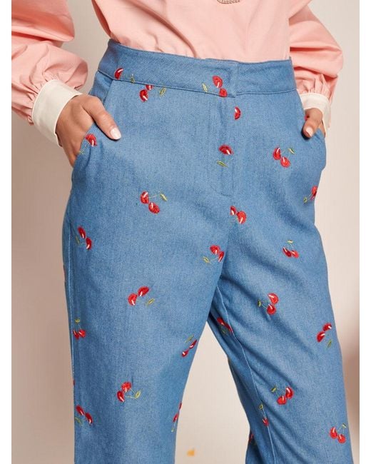 Sister Jane Blue Lola Denim Cropped Trousers