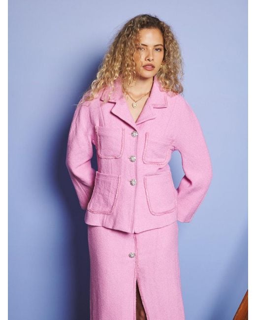 Sister Jane Pink Mira Boucle Fitted Jacket
