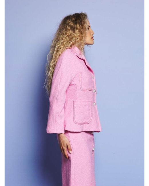 Sister Jane Pink Mira Boucle Fitted Jacket