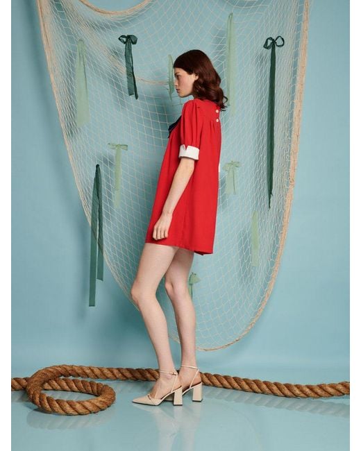 Sister Jane Red Ahoy Pleated Mini Dress