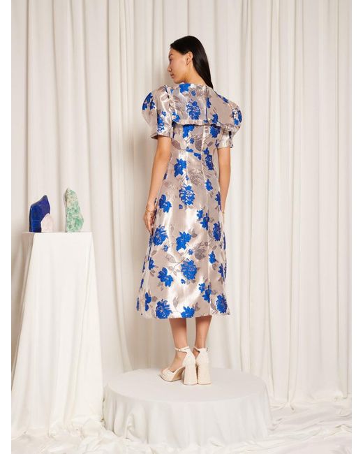 sapphire blue midi dress Carter Sapphire Blue Wrap Midi Dress / M