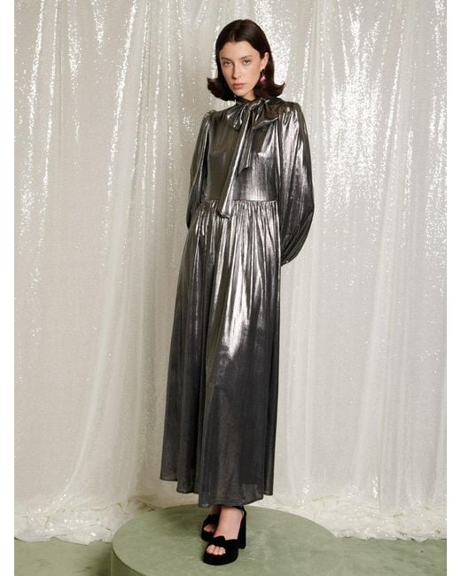 Sister Jane Natural Disco Darling Lame Maxi Dress