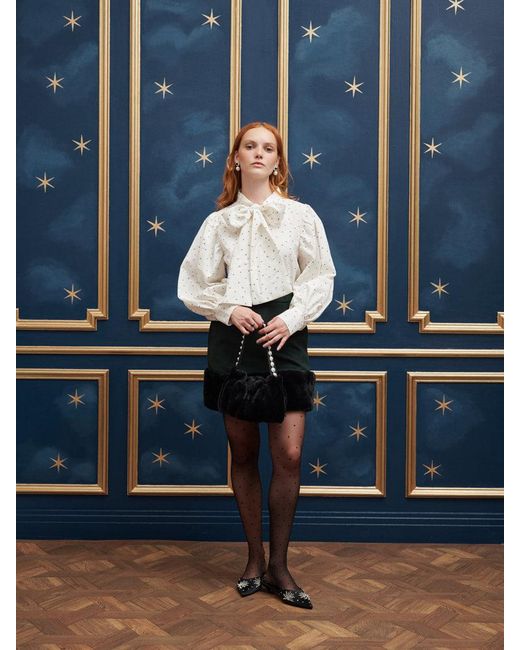 Sister Jane Blue Fortune Faux Fur Mini Skirt
