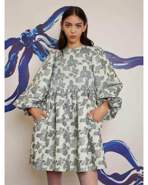Sister Jane Dream Roses Jacquard Mini Dress in Blue | Lyst UK 