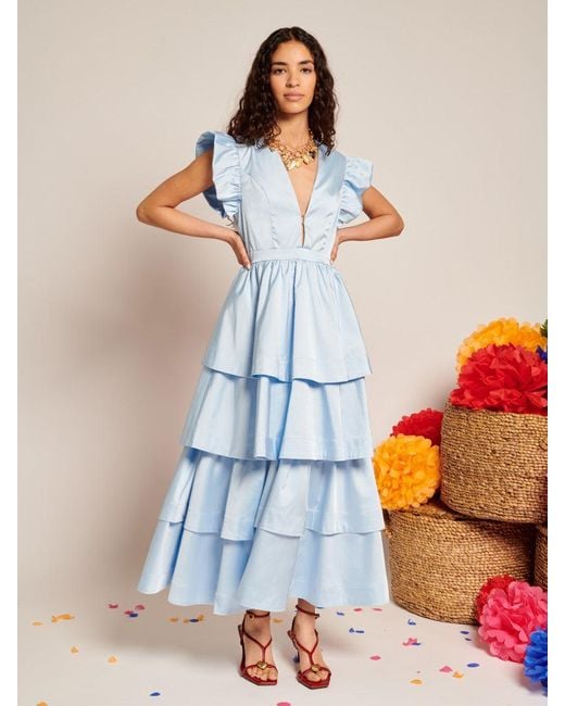 Sister Jane Blue Feria Tiered Midi Dress